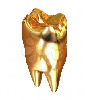 Gold tooth. 3d illustration