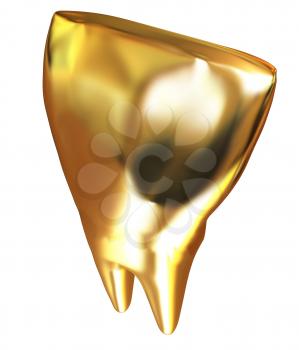 Gold tooth. 3d illustration
