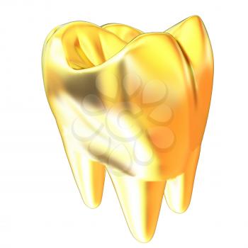 Gold tooth. 3d illustration