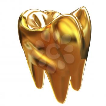 Gold tooth. 3d illustration