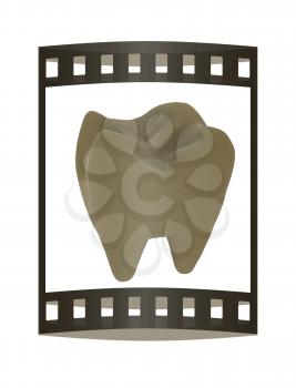 Colorful tooth. 3d illustration. Film strip.