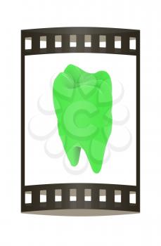 Colorful tooth. 3d illustration. Film strip.