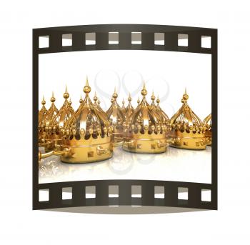 Crown. 3d render. Film strip.