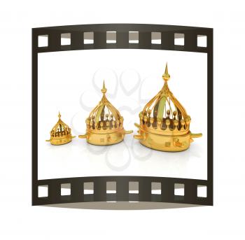 Crown. 3d render. Film strip.