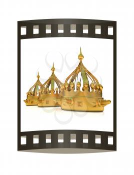 Crown. 3d render. Film strip.