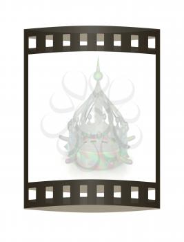 Crown. 3d render. Film strip.