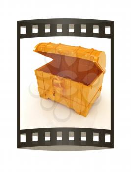 Chest. 3d render. Film strip.