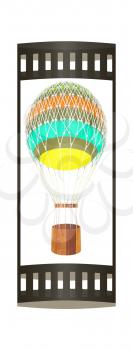 Hot  Colored Air Balloon and  basket. 3d render