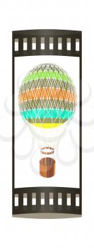 Hot  Colored Air Balloon and  basket. 3d render