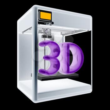 3d printer. 3d illustration. On a black background.