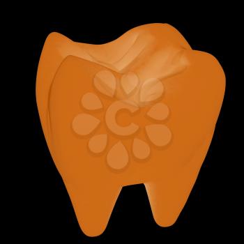 Colorful tooth. 3d illustration. On a black background.