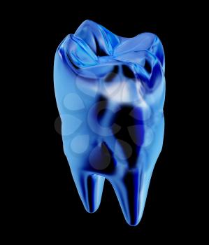 Gold tooth. 3d illustration. On a black background.