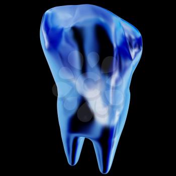 Gold tooth. 3d illustration. On a black background.