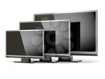 TV flat screen lcd or plasma isolated on white. .Digital broadcasting television. 3d