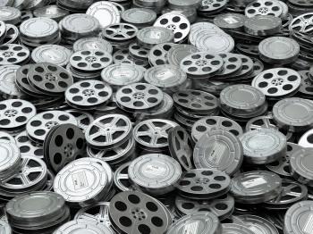 Movie video reels background. Films collection. 3d