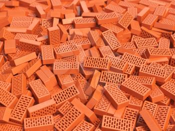 Pile of brick. Construction background. 3d illustration