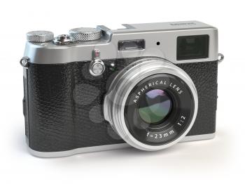 Retro vintage camera  isolated on white. 3d illustration