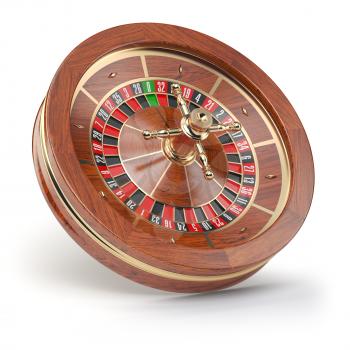 Casino roulette wheel isolated on white background. 3d illustration