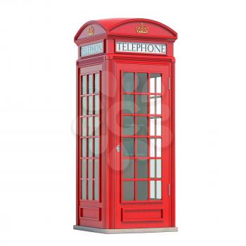 Red phone booth. London, british and english symbol. 3d illustration