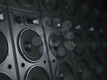 Multimedia  acoustic sound speaker system. Music  concept background. 3d illustration