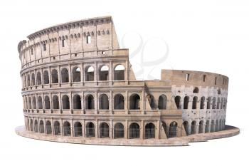 Colosseum, Coliseum isolated on white. Symbol of Rome and Italy, 3d illustration