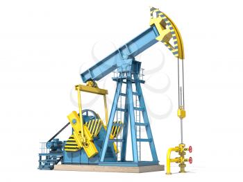 Oil pump jack isolated on white background. 3d illustration