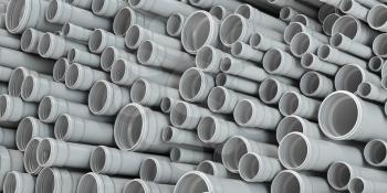 PVC plastic pipes and tubes background. 3d illustration