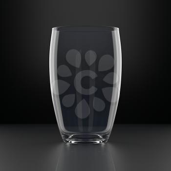 Full Water Glass on black background. Drinking glassware. 3D illustration.