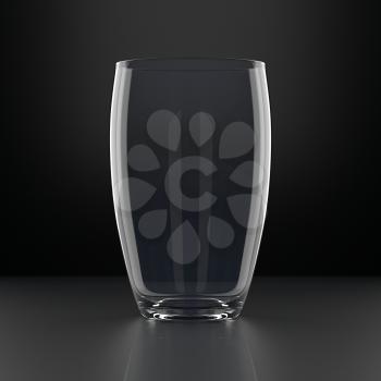 Full Water Glass on black background. Drinking glassware. 3D illustration.