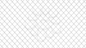Chain link fence pattern. Industrial style wallpaper. Realistic geometric texture. Graphic design element for corporate identity, web sites, catalog. Steel wire wall isolated on white. 3D illustration