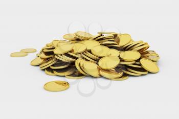 Pile of golden coins, 3d render illustration