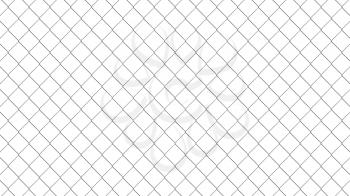 Chain link fence pattern. Realistic geometric texture. Graphic design element for corporate identity, web sites, catalog. Industrial style wallpaper. Steel wire wall isolated on white. 3D illustration
