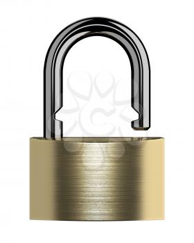 Open lock isolated on white background. 3D illustration.