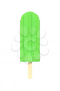 Rainbow popsicle icecream on stick. Isolated on white background. Delicious bright colored fruity summer dessert. Graphic design element for menu, scrapbooking, poster, flyer. 3D illustration
