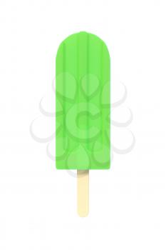 Rainbow popsicle icecream on stick. Isolated on white background. Delicious bright colored fruity summer dessert. Graphic design element for menu, scrapbooking, poster, flyer. 3D illustration