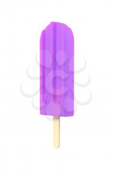 Colorful popsicle icecream on stick. Isolated on white background. Delicious bright colored fruity summer dessert. Graphic design element for menu, scrapbooking, poster, flyer. 3D illustration