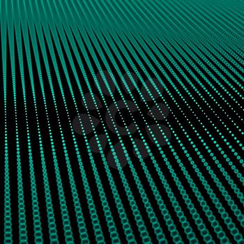 Abstract bokeh dots waves. Green on black.