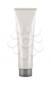 White tube. Product mock up isolated on white background. Blank packaging for cosmetic products like cream or lotion, as well as tooth paste, hair gel, acrylic paint, sauce and more.