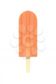 Rainbow popsicle icecream on stick. Isolated on white background. Delicious bright colored fruity summer dessert. Graphic design element for menu, scrapbooking, poster, flyer. 3D illustration