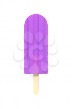 Colorful popsicle icecream on stick. Isolated on white background. Delicious bright colored fruity summer dessert. Graphic design element for menu, scrapbooking, poster, flyer. 3D illustration