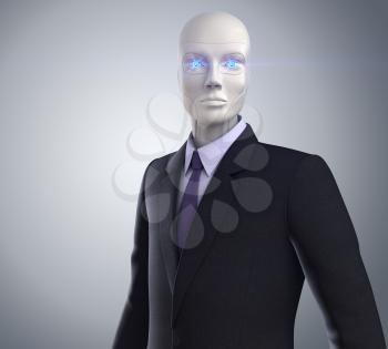 robot dressed in a business suit