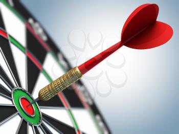 Darts arrow in bull's-eye