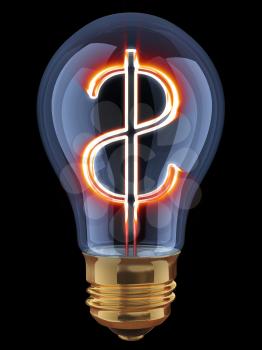 Dollar sign inside light bulb