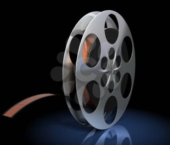 Film reel on black background