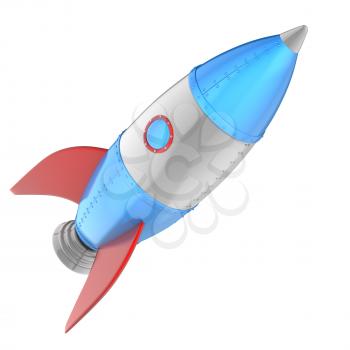 Cartoon rocket isolated on white. 3D illustration