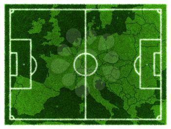 3d Football - Soccer grassy field on Europe map