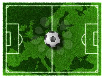 3d Football - Soccer grassy field on Europe map