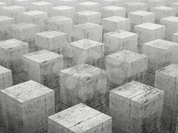 Abstract construction background with array of gray concrete elements
