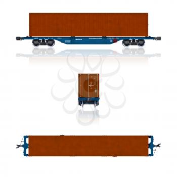 3d render illustration isolated on white: Projections of the modern container carriage