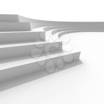 White abstract architecture background with curved stairs. 3d render